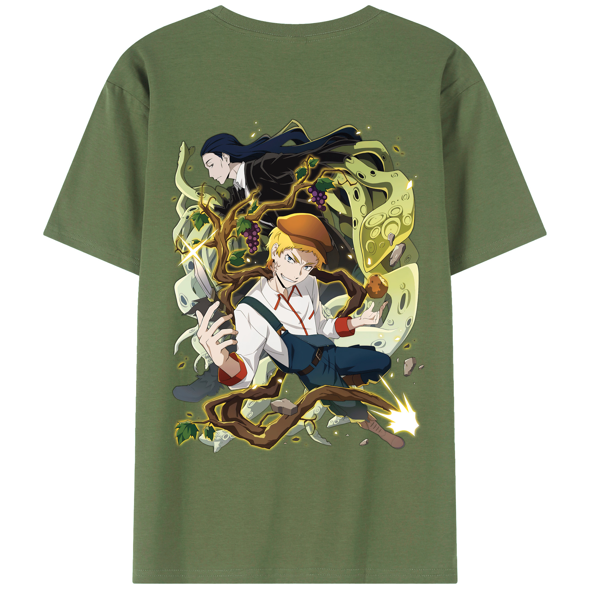 （画像用） 文豪ストレイドッグス Bungo Stray Dogs 綿100％ メンズ半袖Tシャツ（バックプリント） 通気性